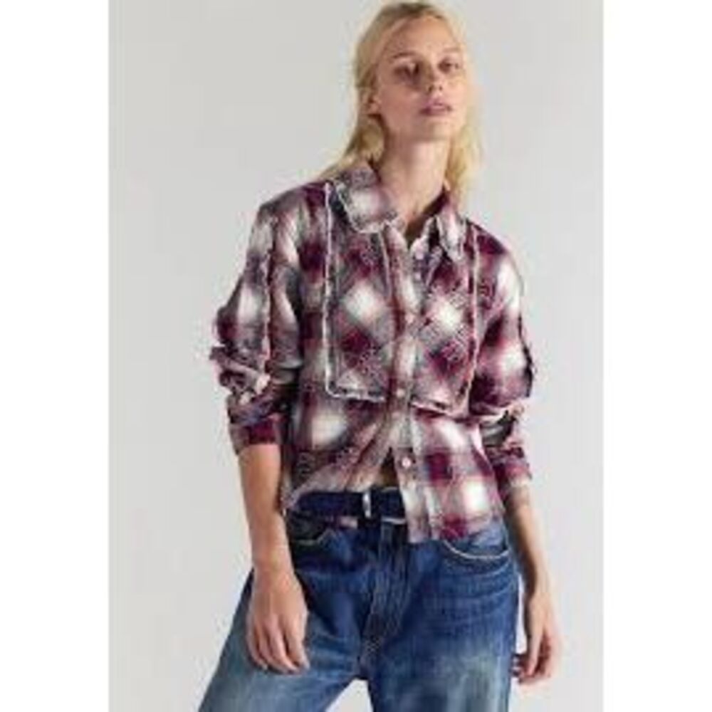 We The Free / Free People Georgia Plaid Embroidered Button Down